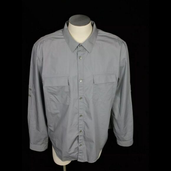 Calvin Klein Solid Gray Rolled Sleeve 2 Front Pock - Picture 1 of 11